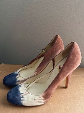 Miu Miu Tye Dye Suede Strapped Heels